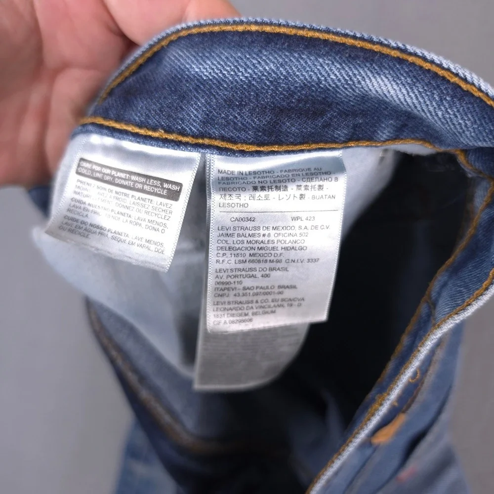 Levi's 505 Regular Fit Jeans Blue Denim 36x34 Distressed Faded Cotton Straight